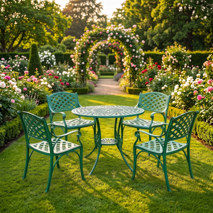Lucio Cast Aluminium Garden Patio Seating 4 Chair and 1 Table Set