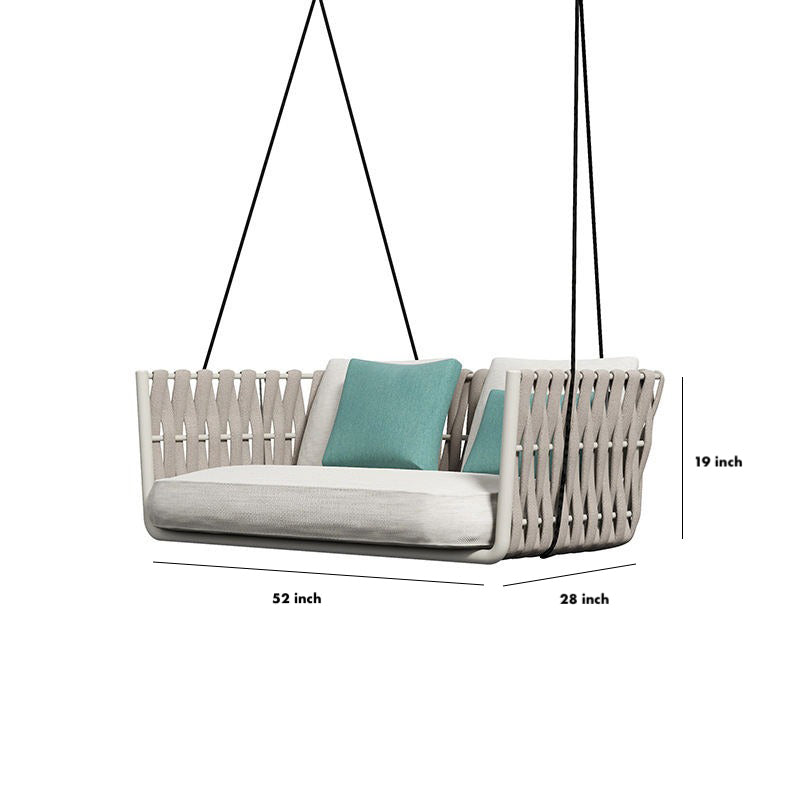 Reto Double Seater Hanging Swing Without Stand For Balcony , Garden Swing (Beige) Braided & Rope