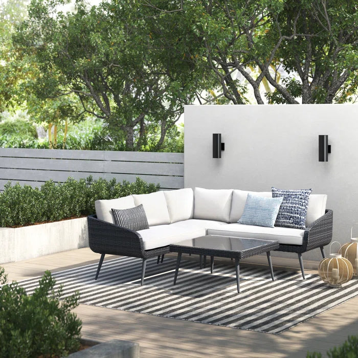 Corazón Outdoor Sofa Set 5 Seater and 1 Center Table Set (Black)