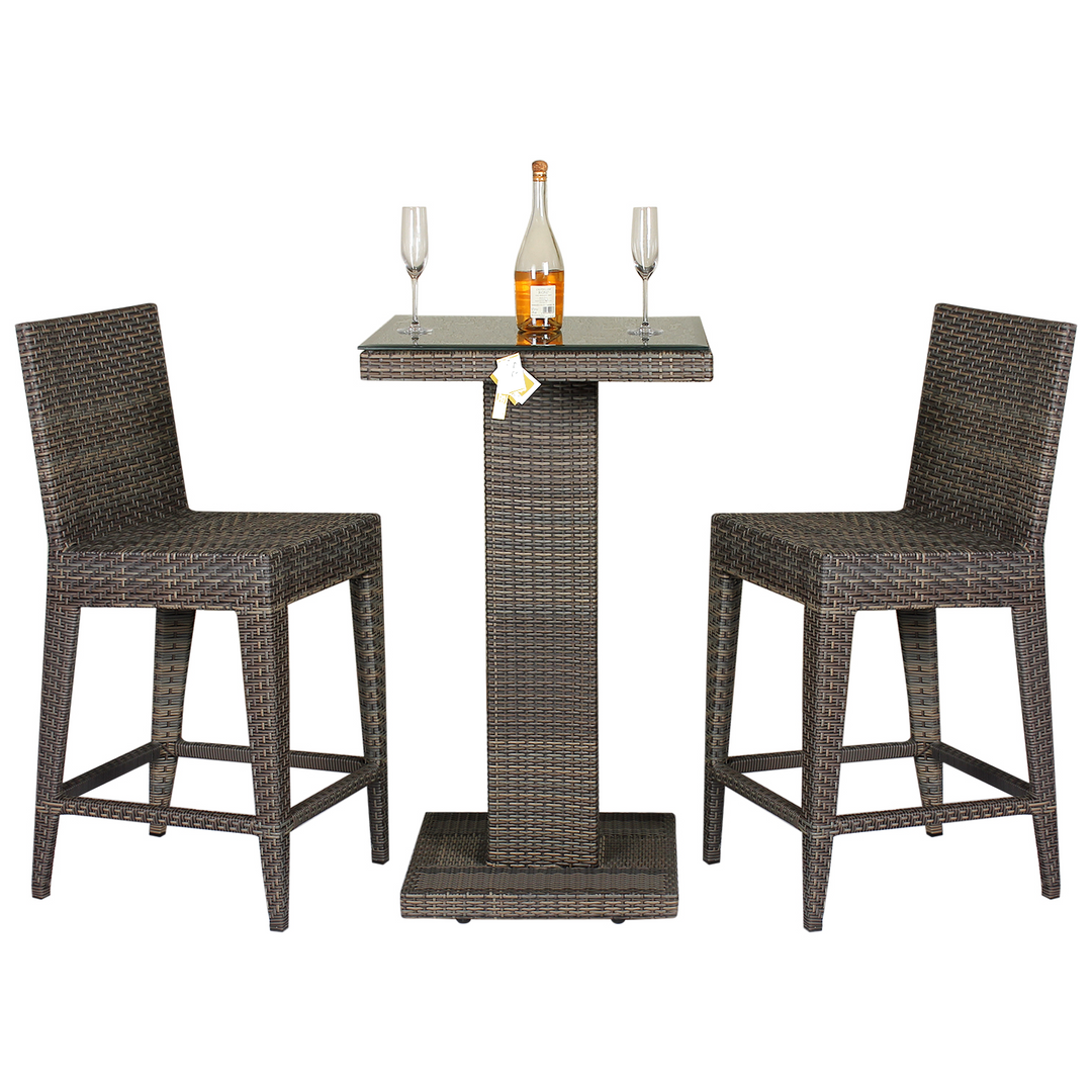 Meier Outdoor Patio Bar Sets 2 Chairs and 1 Table (Capicano)