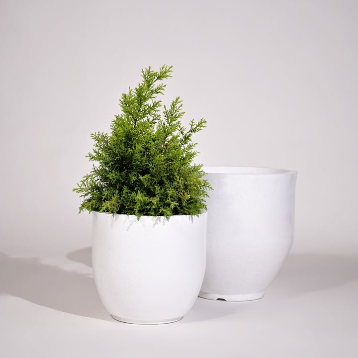 Cup Outdoor Polymer Planters For Garden, Balcony (Pair Of Large And Medium)