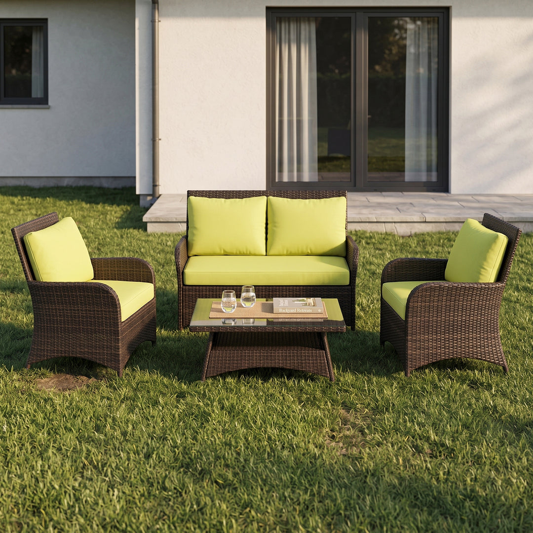 Italo Outdoor Sofa Set 2 Seater , 2 Single seater and 1 Center Table (Brown)