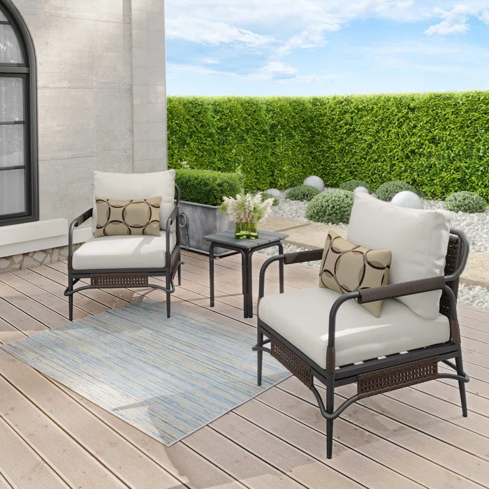 Belinda Outdoor Patio Seating Set 2 Chairs and 1 Table Set (Dark Brown)