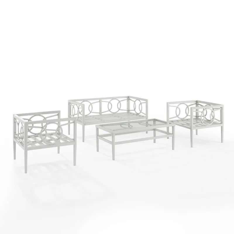 Duval Outdoor Sofa Set 2 Seater , 2 Single seater and 1 Center Table (White)