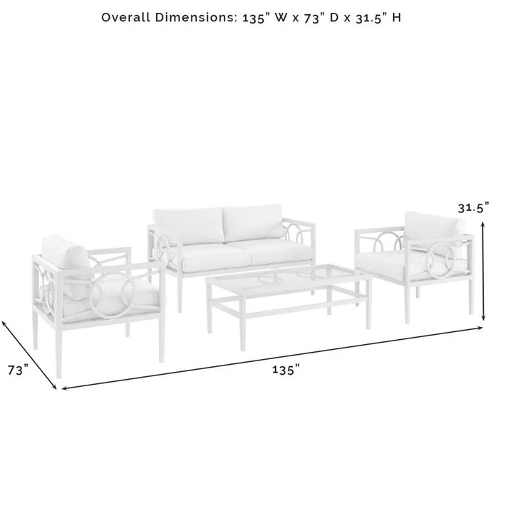 Duval Outdoor Sofa Set 2 Seater , 2 Single seater and 1 Center Table (White)