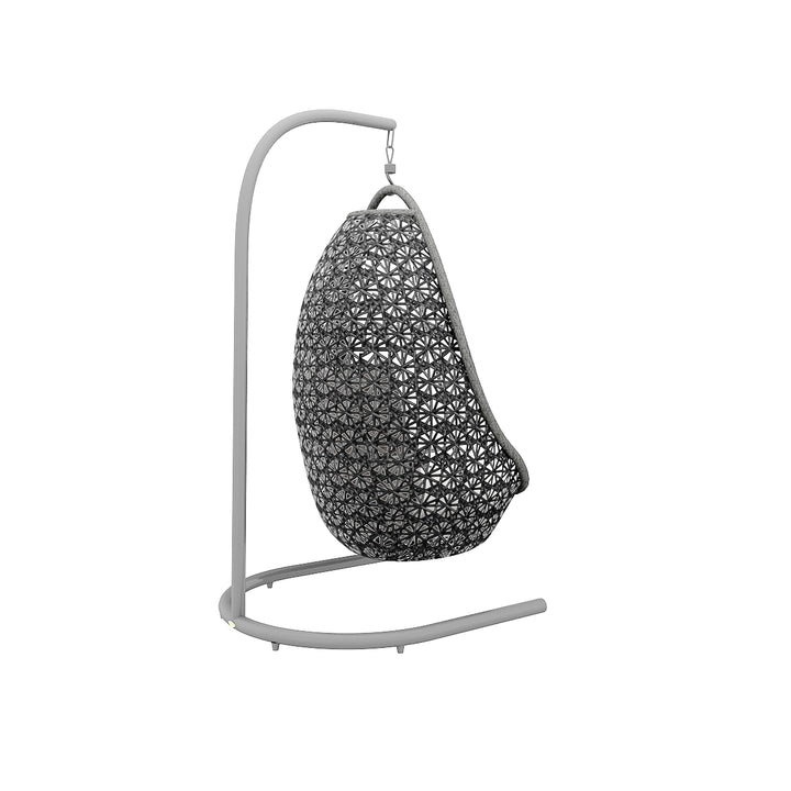 Salome Single Seater Hanging Swing With Stand For Balcony, Garden Swing (Black+Grey)