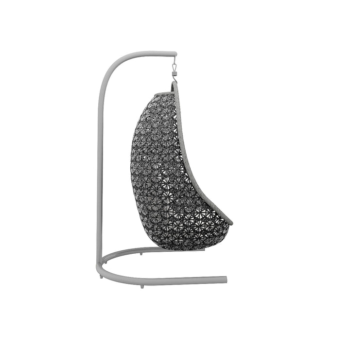 Salome Single Seater Hanging Swing With Stand For Balcony, Garden Swing (Black+Grey)