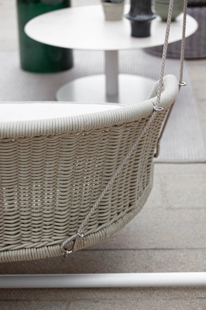 Noxe Single Seater Hanging Swing Without Stand For Balcony , Garden Swing (Cream) Braided & Rope