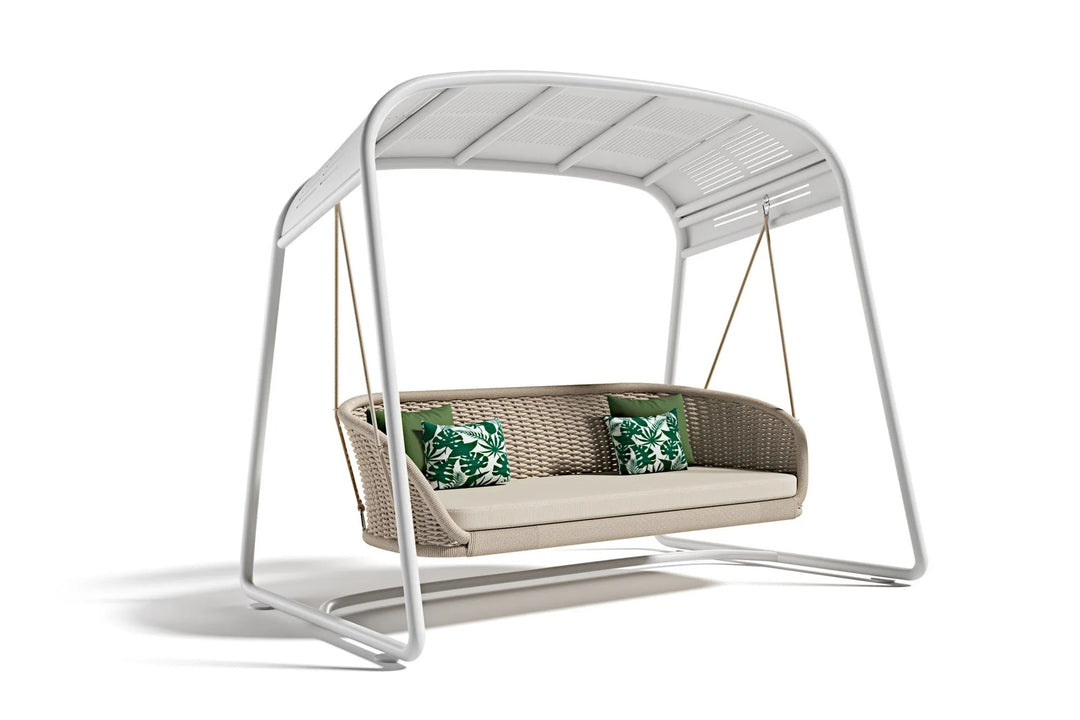 Wobble Double Seater Hanging Swing With Stand For Balcony , Garden Swing (White + Beige)