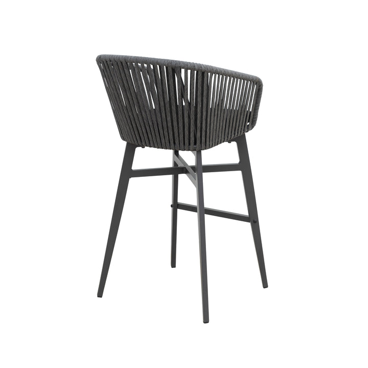 Esen Outdoor Patio Bar Chair 2 Chair For Balcony Braided & Rope (Dark Grey)