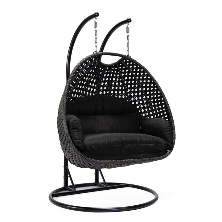 Fino Double Seater Hanging Swing With Stand For Balcony , Garden Swing (Dark Grey)