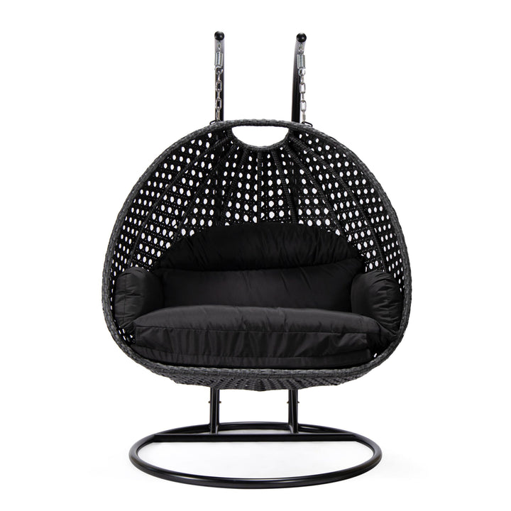 Fino Double Seater Hanging Swing With Stand For Balcony , Garden Swing (Dark Grey)