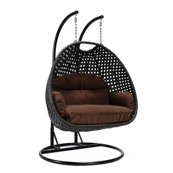 Fino Double Seater Hanging Swing With Stand For Balcony , Garden Swing (Dark Grey)