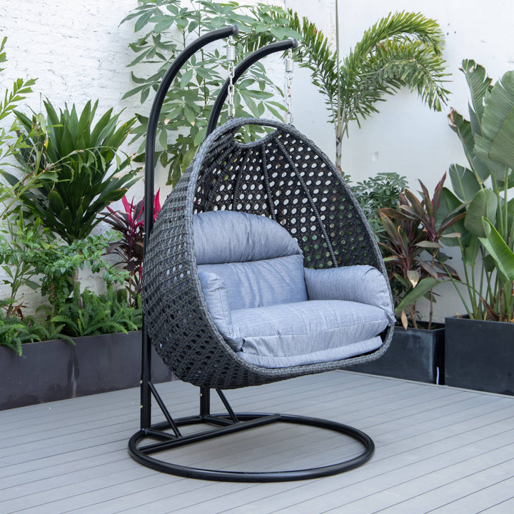 Fino Double Seater Hanging Swing With Stand For Balcony , Garden Swing (Dark Grey)