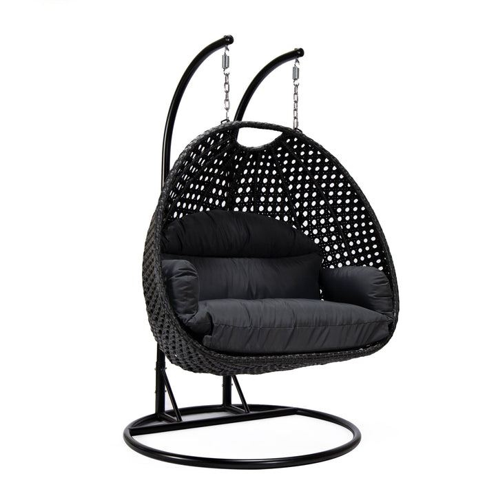 Fino Double Seater Hanging Swing With Stand For Balcony , Garden Swing (Dark Grey)