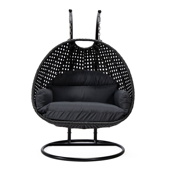 Fino Double Seater Hanging Swing With Stand For Balcony , Garden Swing (Dark Grey)