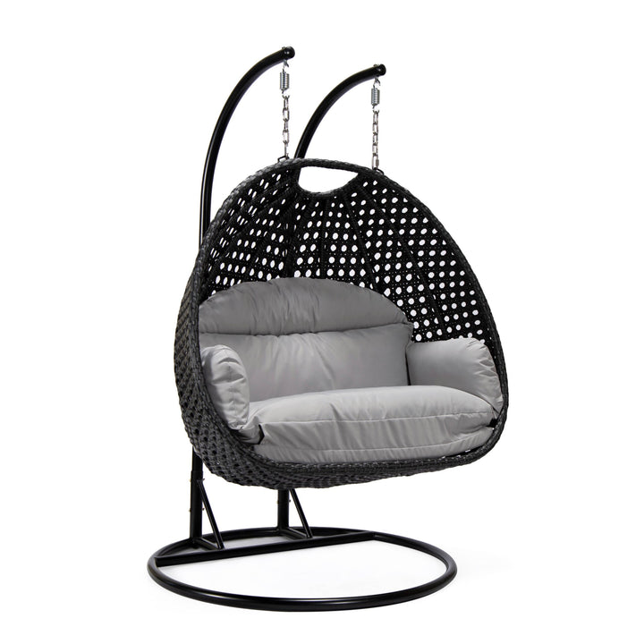 Fino Double Seater Hanging Swing With Stand For Balcony , Garden Swing (Dark Grey)