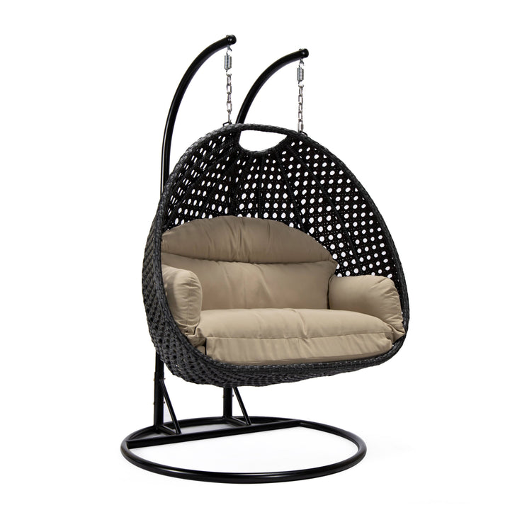 Fino Double Seater Hanging Swing With Stand For Balcony , Garden Swing (Dark Grey)