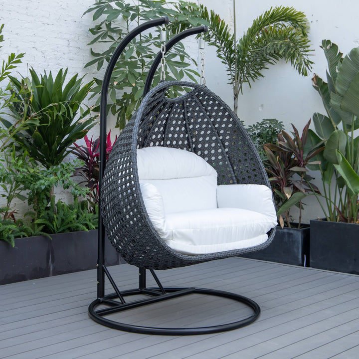 Fino Double Seater Hanging Swing With Stand For Balcony , Garden Swing (Dark Grey)