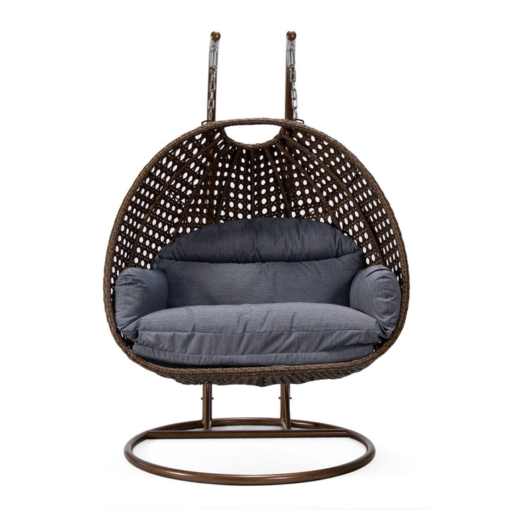 Longo Double Seater Hanging Swing With Stand For Balcony , Garden Swing (Brown)