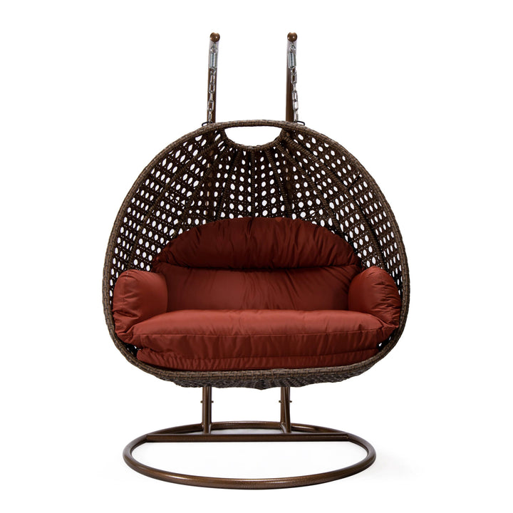 Longo Double Seater Hanging Swing With Stand For Balcony , Garden Swing (Brown)