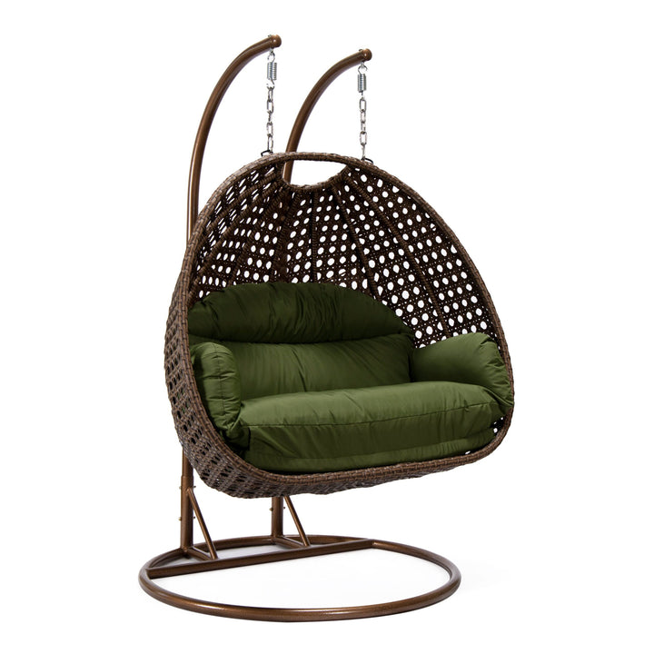 Longo Double Seater Hanging Swing With Stand For Balcony , Garden Swing (Brown)