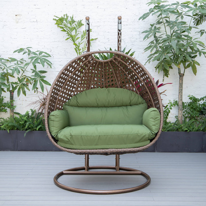 Longo Double Seater Hanging Swing With Stand For Balcony , Garden Swing (Brown)