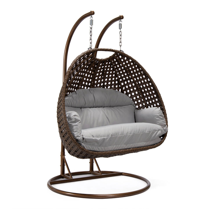 Longo Double Seater Hanging Swing With Stand For Balcony , Garden Swing (Brown)