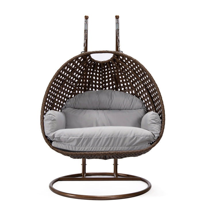 Longo Double Seater Hanging Swing With Stand For Balcony , Garden Swing (Brown)