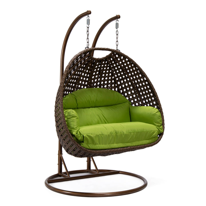Longo Double Seater Hanging Swing With Stand For Balcony , Garden Swing (Brown)