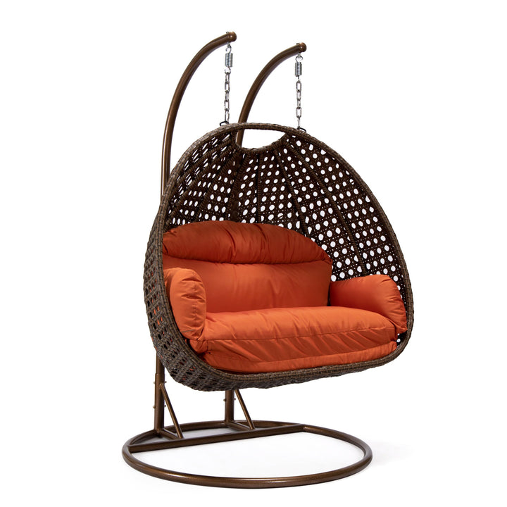 Longo Double Seater Hanging Swing With Stand For Balcony , Garden Swing (Brown)