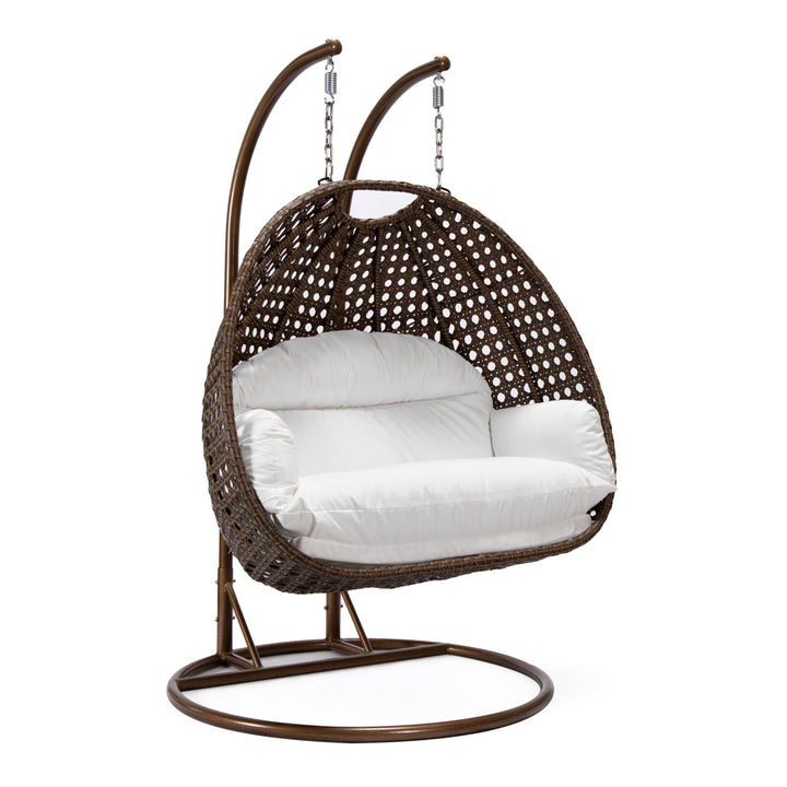 Longo Double Seater Hanging Swing With Stand For Balcony , Garden Swing (Brown)