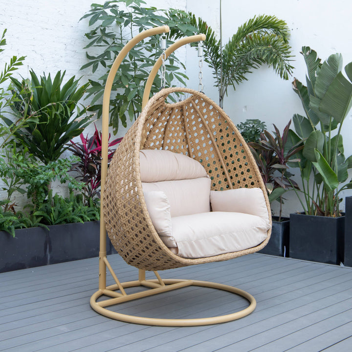 Scutari Double Seater Hanging Swing With Stand For Balcony , Garden Swing (Honey)