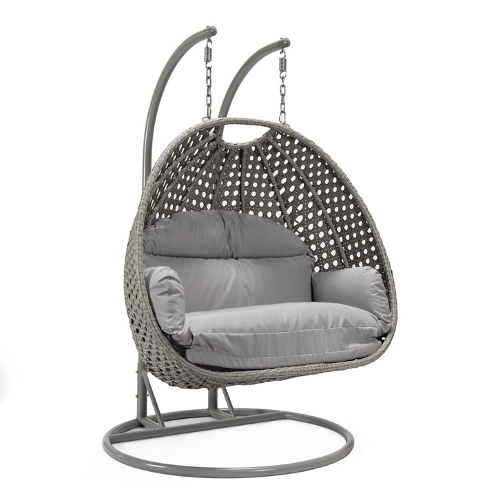Dario Double Seater Hanging Swing With Stand For Balcony , Garden Swing (Silver)