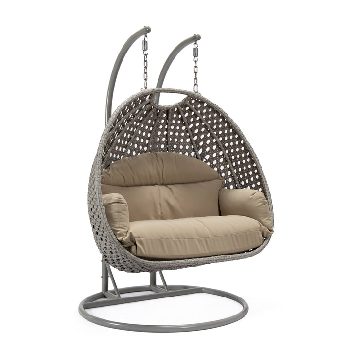 Dario Double Seater Hanging Swing With Stand For Balcony , Garden Swing (Silver)