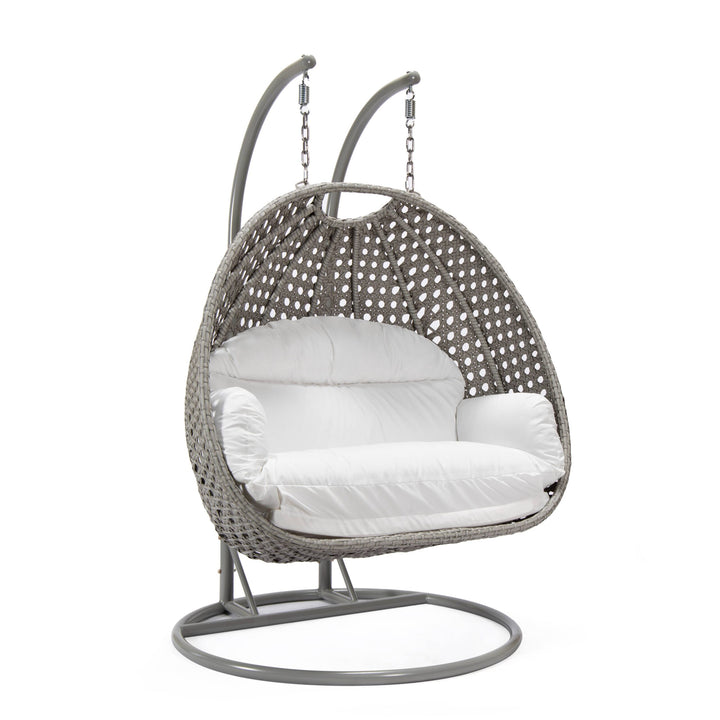 Dario Double Seater Hanging Swing With Stand For Balcony , Garden Swing (Silver)