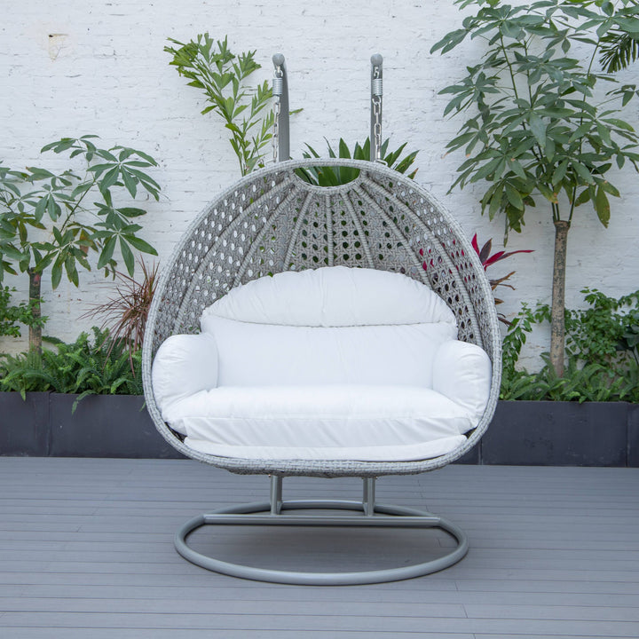 Dario Double Seater Hanging Swing With Stand For Balcony , Garden Swing (Silver)