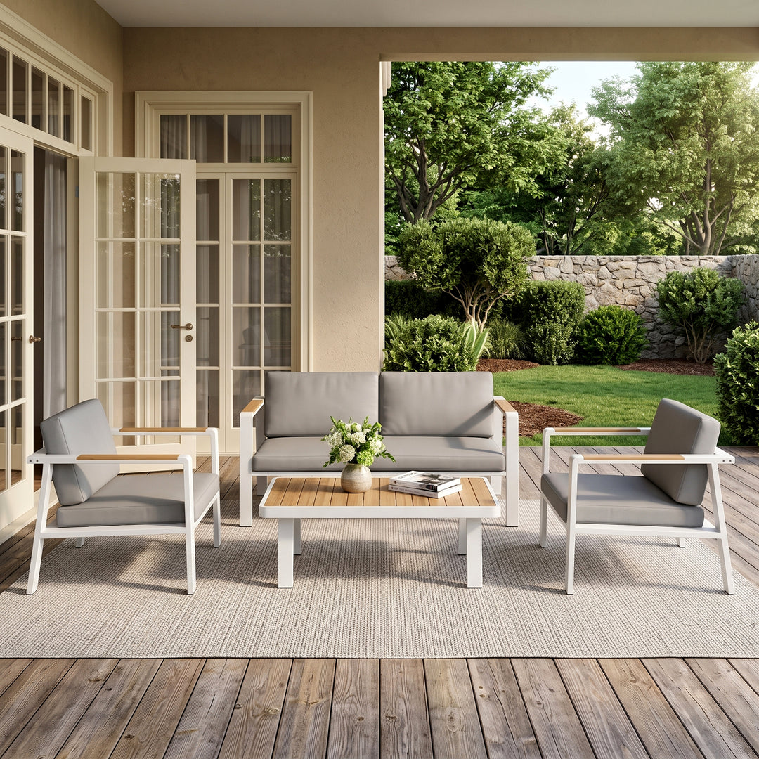 Marino Outdoor Sofa Set 2 Seater , 2 Single seater and 1 Center Table (White)
