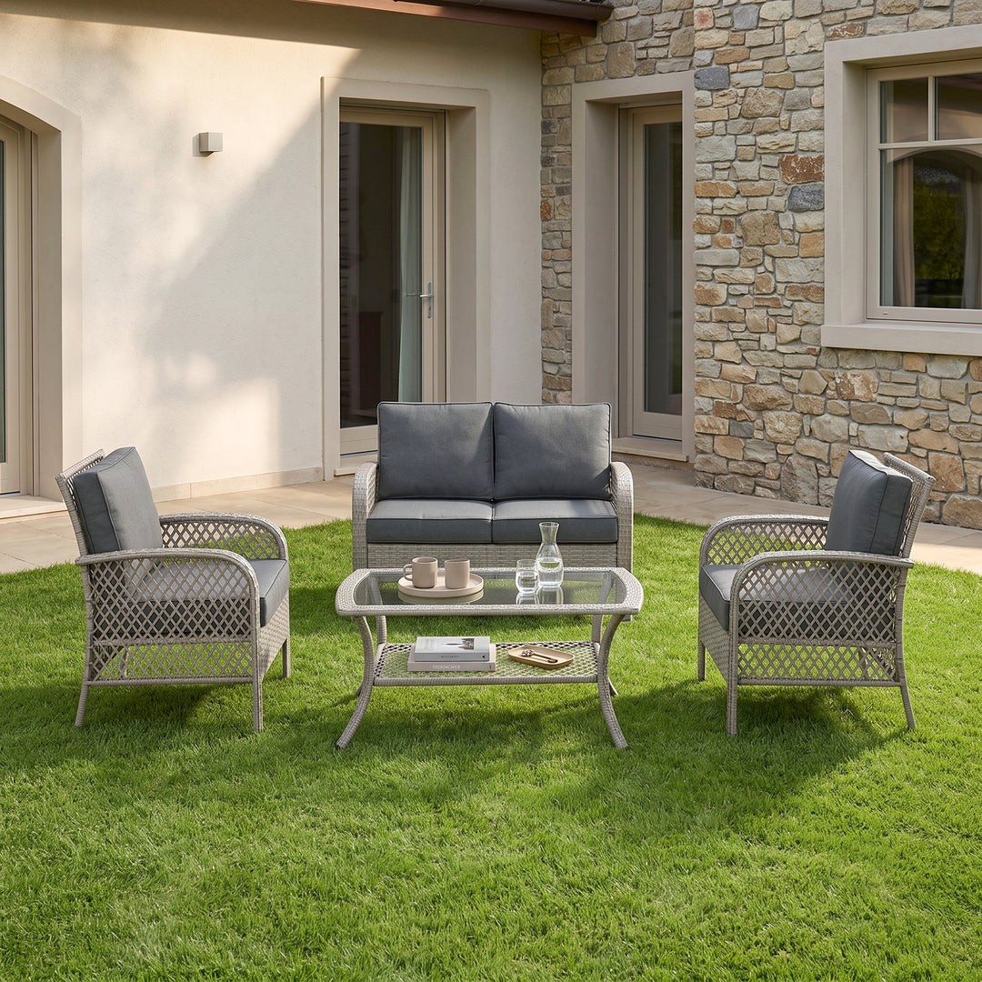 Meier Outdoor Sofa Set 2 Seater, 2 Single seater and 1 Center Table (Grey)