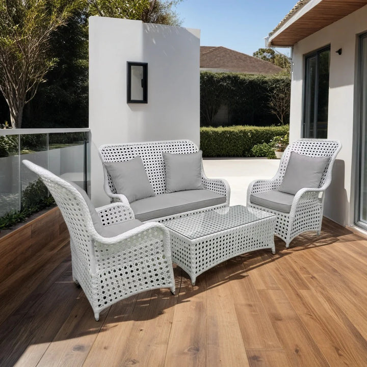 Cruzita Outdoor Sofa Set 2 Seater, 2 Single seater and 1 Center Table (White)