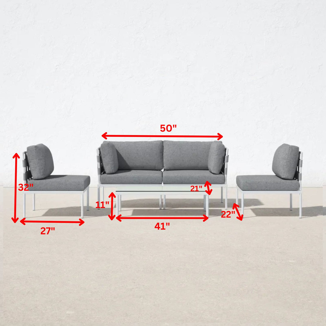 Ilin Outdoor Garden Balcony Sofa Set 2 Seater, 2 Single seater and 1 Center Table Set Braid & Rope