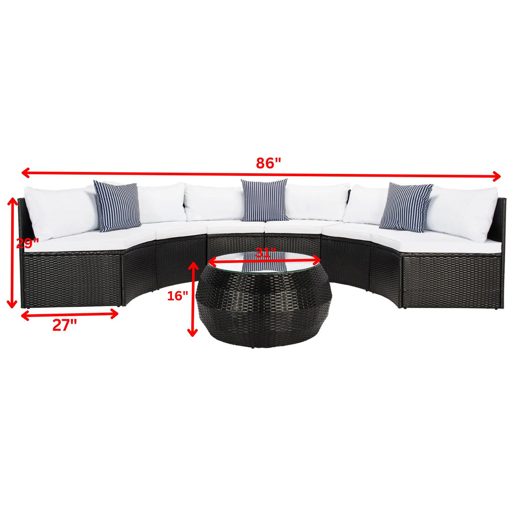 Melchiorre Outdoor Sofa Set 6 Seater and 1 Center Table (Black+white)