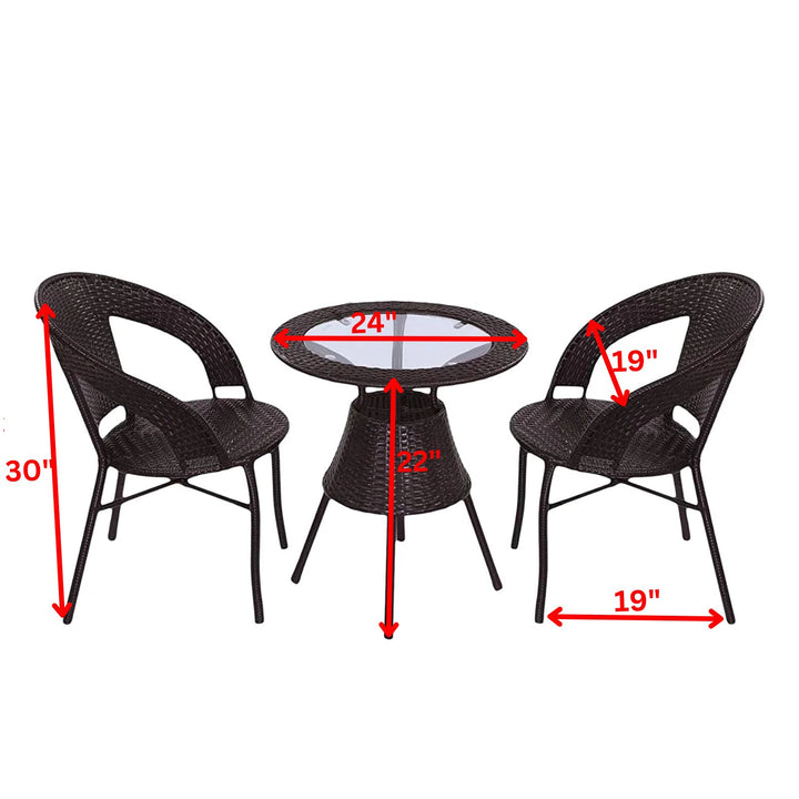 Gem Outdoor Patio Seating Set 2 Chairs and 1 Table Set (Brown)