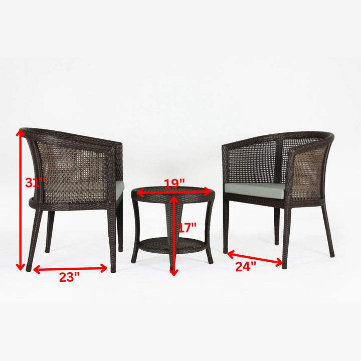 Alhad Outdoor Patio Seating Set 2 Chairs and 1 Table Set (Brown)