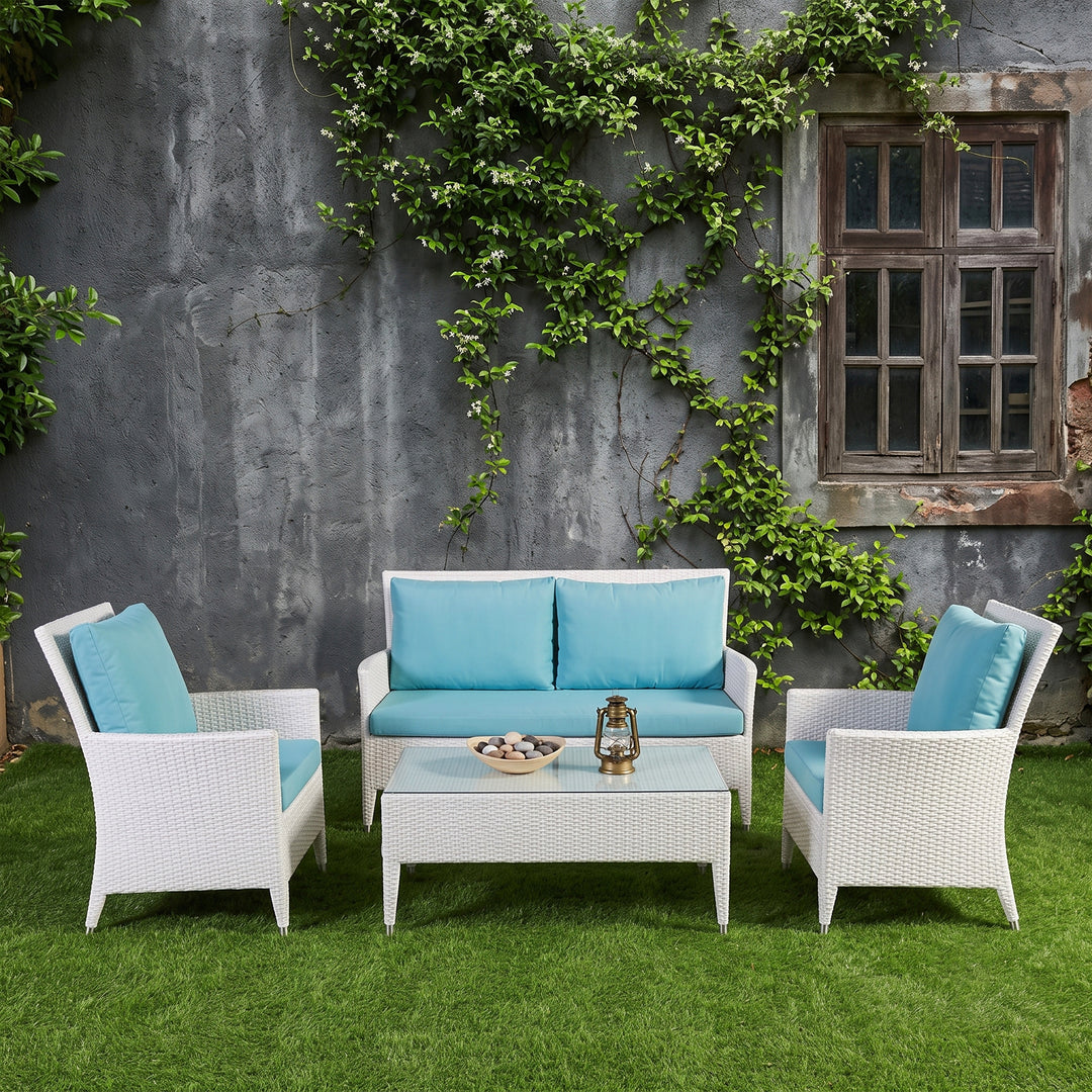 Pio Outdoor Sofa Set  2 Seater , 2 Single seater and 1 Center Table (White)