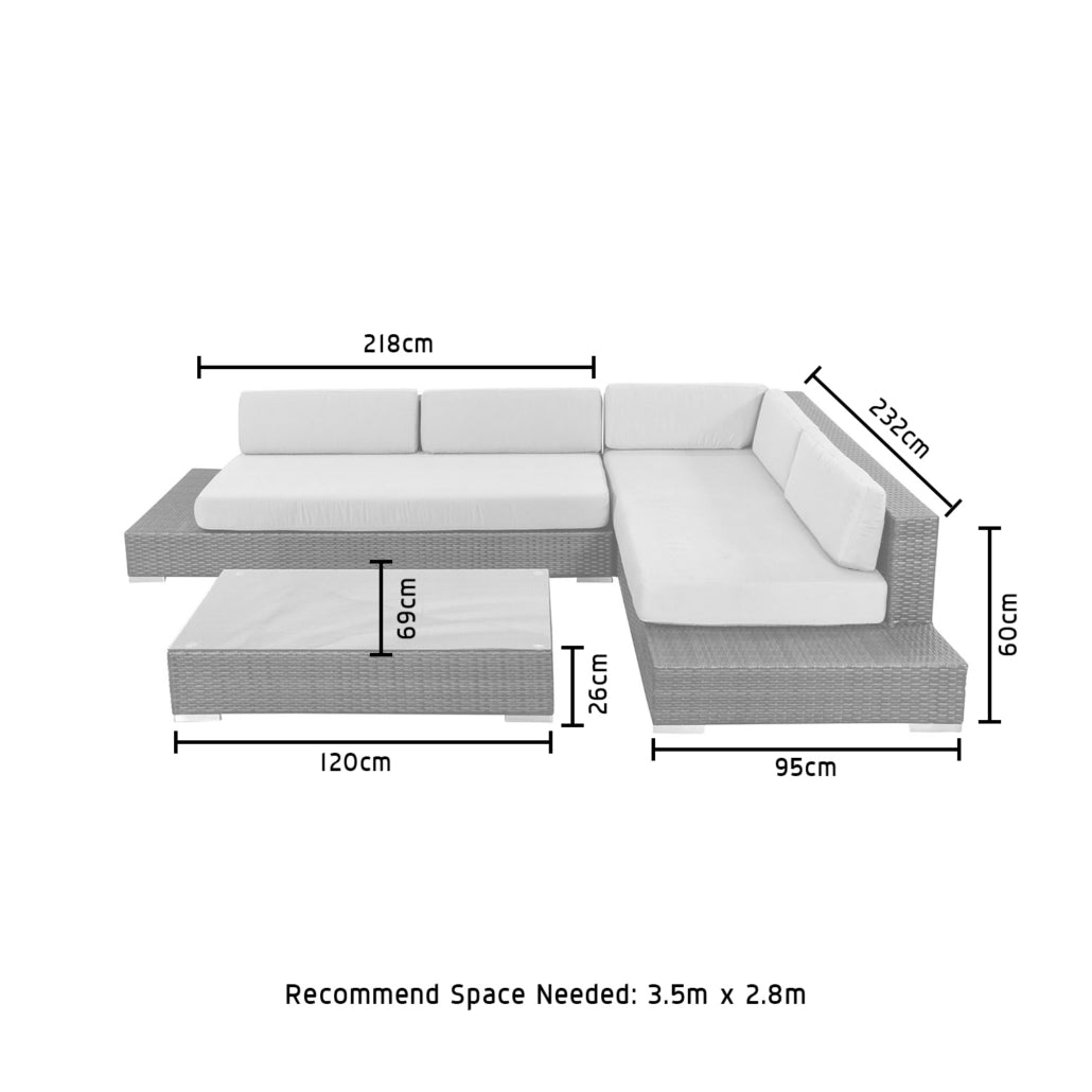 Alison Outdoor Sofa Set 2 Seater Right Sofa, 2 Seater Left Sofa and 1 Center Table