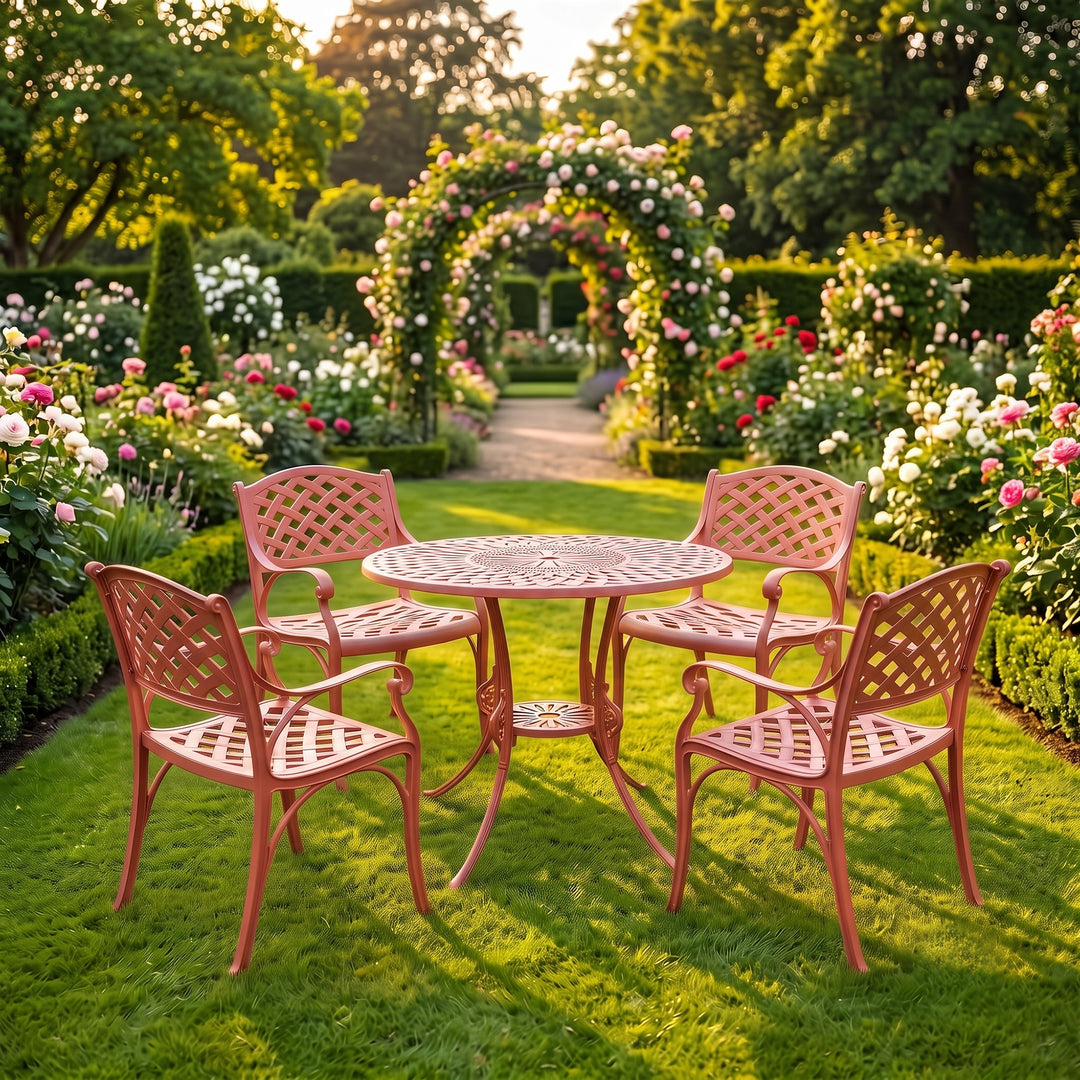 Lucio Cast Aluminium Garden Patio Seating 4 Chair and 1 Table Set