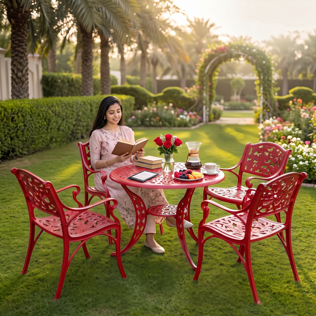 Tilo Cast Aluminium Garden Patio Seating 4 Chair and 1 Table Set
