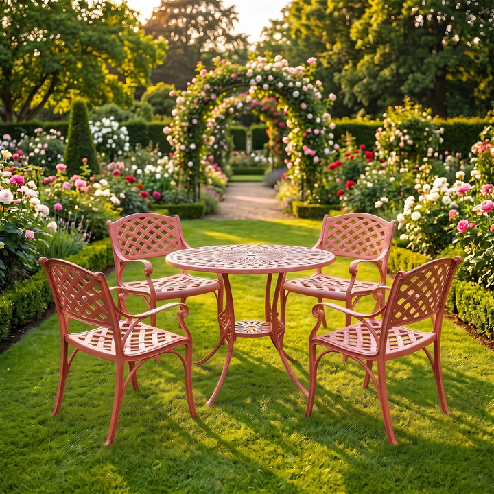 Lucio Cast Aluminium Garden Patio Seating 4 Chair and 1 Table Set