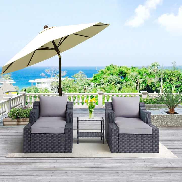 Allesi Outdoor Patio Sofa Set 2 Single Seater , 2 ottoman and 1 Center Table Set (Black)